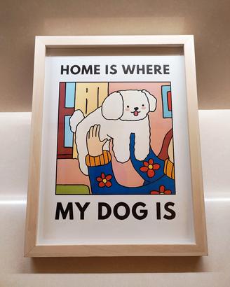 Quadro cornice 30x40 + poster barboncino maltipoo