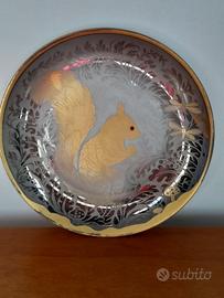 Piatto da esposizione in porcellana e ORO 24Kt inc