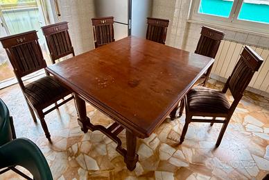 Tavolo da pranzo in legno massello con 6 sedie