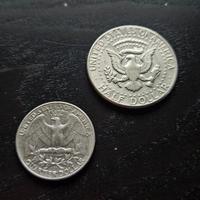 Moneta da 1/2 $ JFK + Moneta 1/4 $ USA