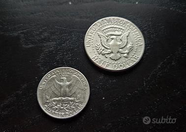 Moneta da 1/2 $ JFK + Moneta 1/4 $ USA