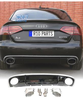 DIFFUSORE AUDI A4 B8 11-15 LOOK RS4 DOPPIA USCITA