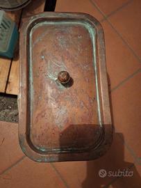 vasca in rame con coperchio per stufa a legna