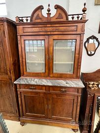 VETRINA IN LEGNO E VETRO CON RIPIANO IN MARMO