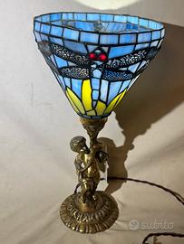 Lampada stile Tiffany - Base Bronzo con Cherubino