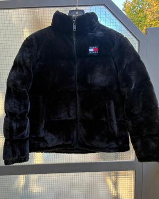 Piumino Tommy Jeans pelliccia sintetica  nero