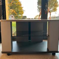 MOBILE TELEVISIONE grigio e nero con ruote