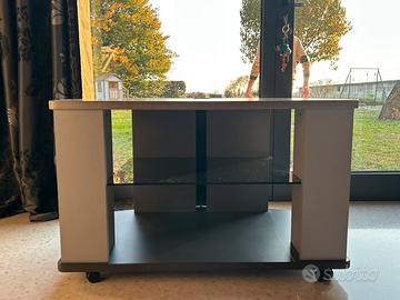 MOBILE TELEVISIONE grigio e nero con ruote