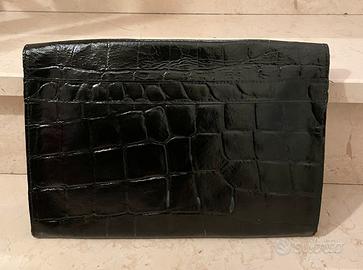 Borsavintage borsa nera a busta di vera pelle