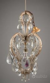 Lampadario Vintage Vetro e Cristallo Stile Murano