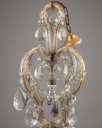 Lampadario Vintage Vetro e Cristallo Stile Murano