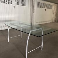 Tavolo in vetro temperato e acciaio 200x70/90 cm