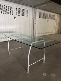 Tavolo in vetro temperato e acciaio 200x70/90 cm