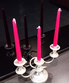 Candelabro vintage a 3 bracci in metallo argentato