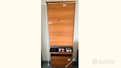 Scarpiera 5 ribalte colore noce