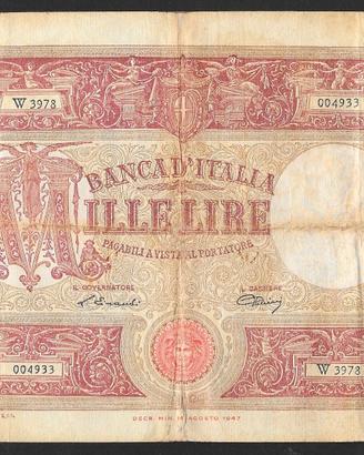 Banconota lire 1000 barbetti del 1948 medusa