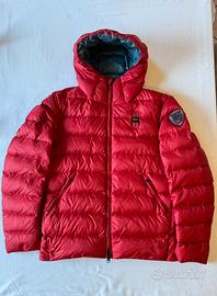 Piumino Bauer rosso con cappuccio in vera piuma M