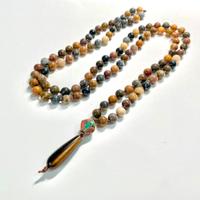 Collana Mala con pietre dure Legno