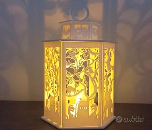 lanterna halloween bianca con luce gialla 