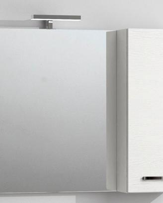 Specchio e luce LED bagno bianco legno frassino