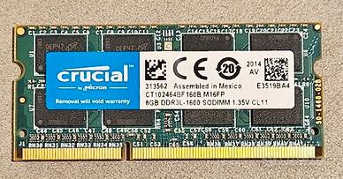 RAM Crucial 8GB DDR3L 1600MHz SODIMM