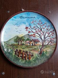 piatto con dipinto della primavera - il pavone €4