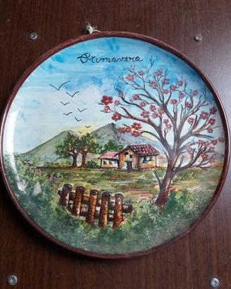 piatto con dipinto della primavera - il pavone