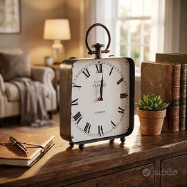 Orologio da Appoggio Industriale Acciaio e Vetro