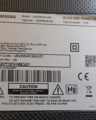 lotto componenti TV SMART Samsung 43 