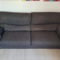 Divano poltrone e sofà - 4 posti in tessuto grigio