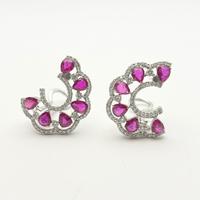 ORECCHINI oro 18 kt diamanti rubini