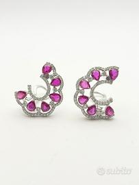 ORECCHINI oro 18 kt diamanti rubini