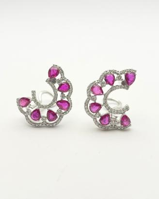 ORECCHINI oro 18 kt diamanti rubini