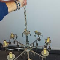 lampadario vintage in ottone 