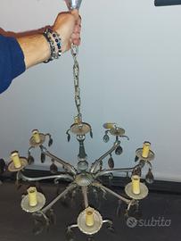 lampadario vintage in ottone 