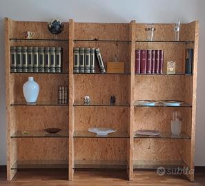 LIBRERIA SCAFFALE 2/3/4 ANTE RIPIANI CRISTALLO