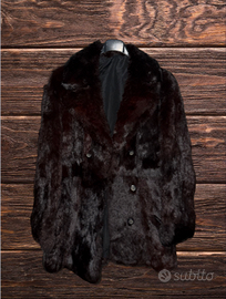 Cappotto vintage in pelliccia marrone molto scuro