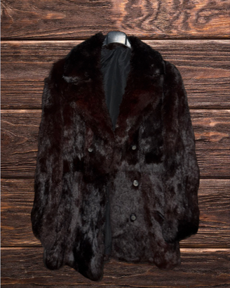 Cappotto vintage in pelliccia marrone molto scuro