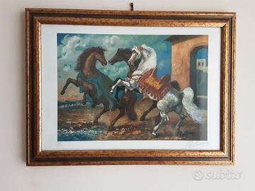 Quadro cavalli Giovan Francesco Gonzaga/serigrafia