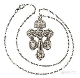 Collana croce medaglia San Benedetto e miracolosa