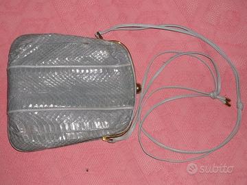Borsa in rettile grigio perla vintage anni 80