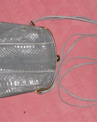 Borsa in rettile grigio perla vintage anni 80