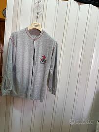 Giacca felpa di puri cotone grigia