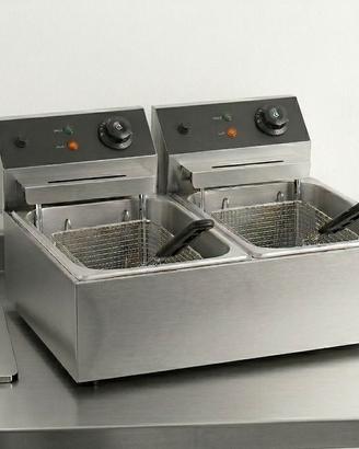 Friggitrice elettrica doppia 6+6 litri inox