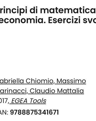 Principi di matematica per l'economia