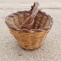 Antico cesto in canna e vimini prima metà del 1900