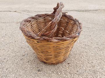 Antico cesto in canna e vimini prima metà del 1900