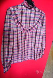 Camicetta sartoriale con volant a quadri vintage