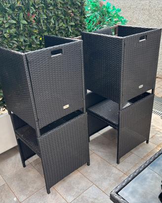 Set Tavolo + 4 Sedie da giardino in Rattan nero