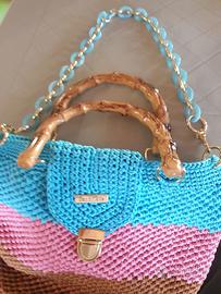 Borsa uncinetto handmade nuova stile bamboo estate